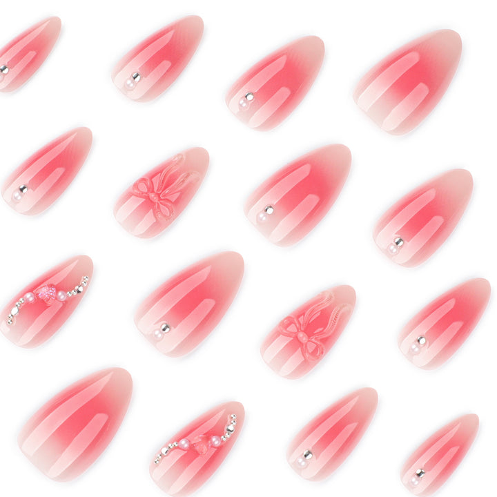 Artful nail extensions with delicate floral accents and glitter Kalsten