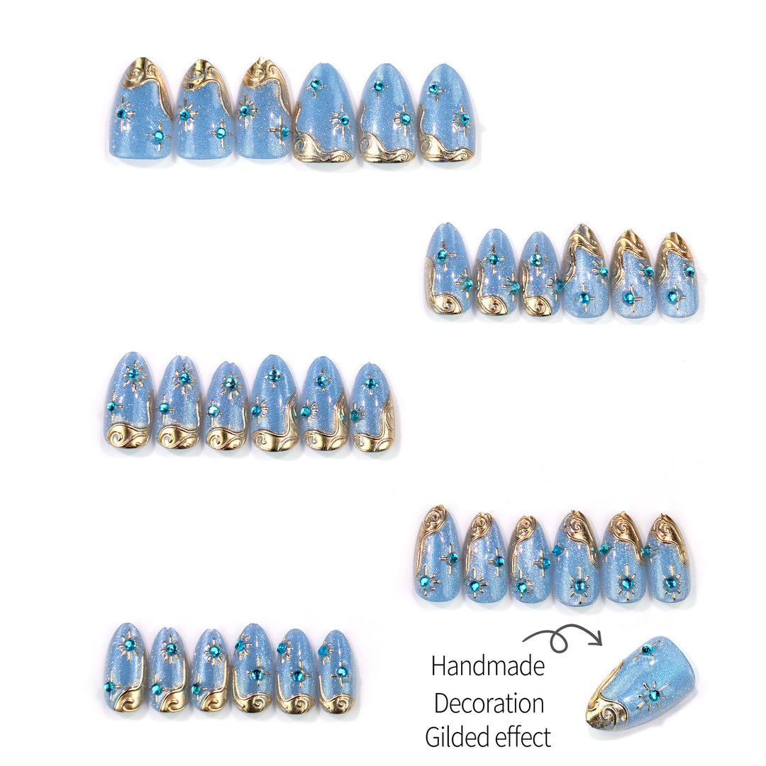 Decorative Press-On Nail Art Set with Glitter and Gem Accents
