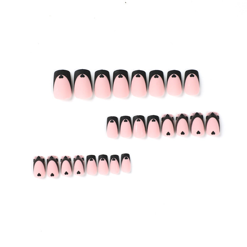 Artful Nail Art with Heart Motifs and Black-White Lace Kalsten