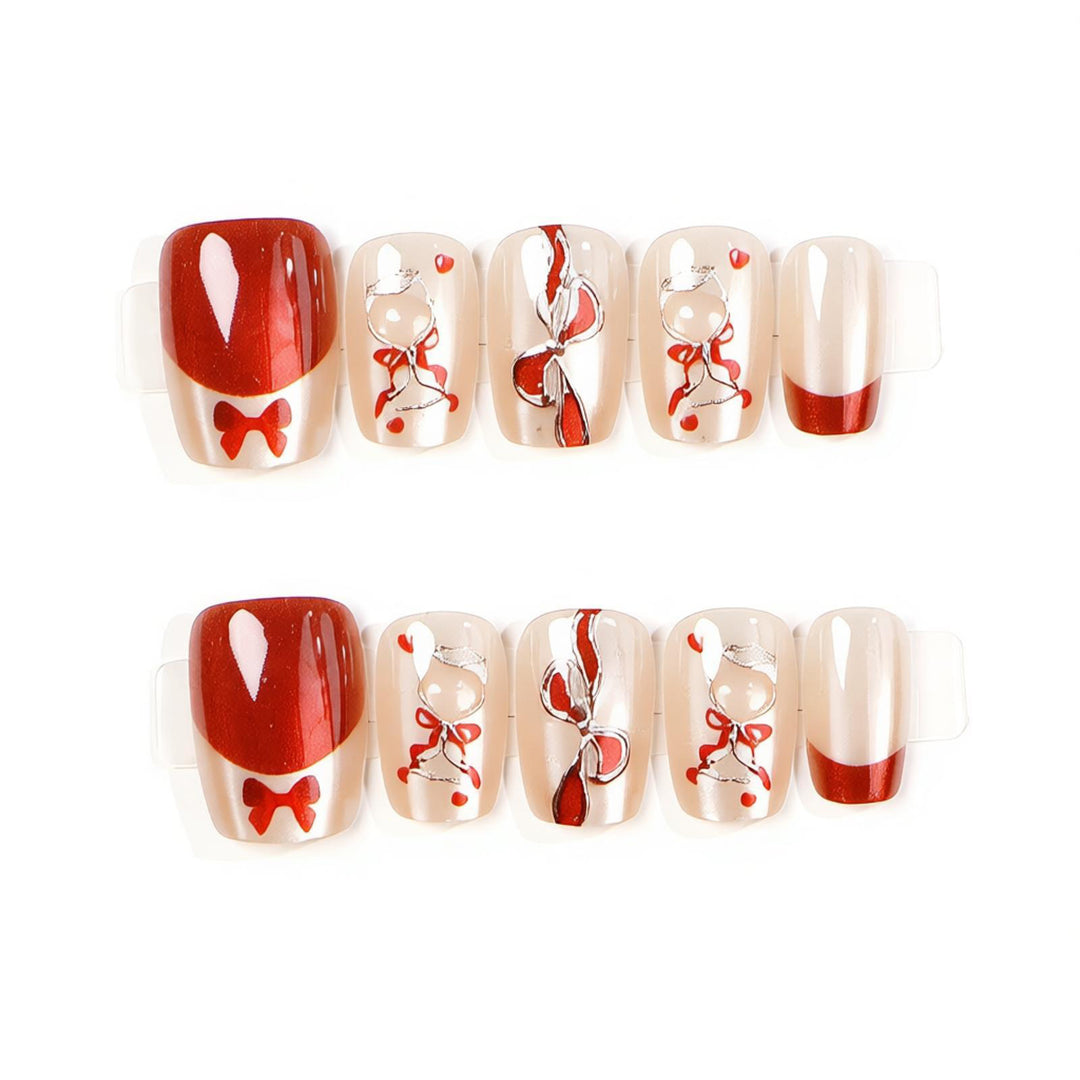 Decorative Press-On Nail Art Set with Ribbon Design Kalsten