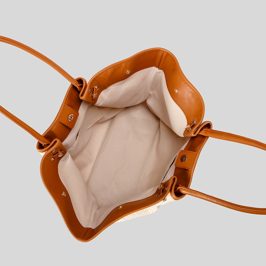 Elegant Textured Straw Tote