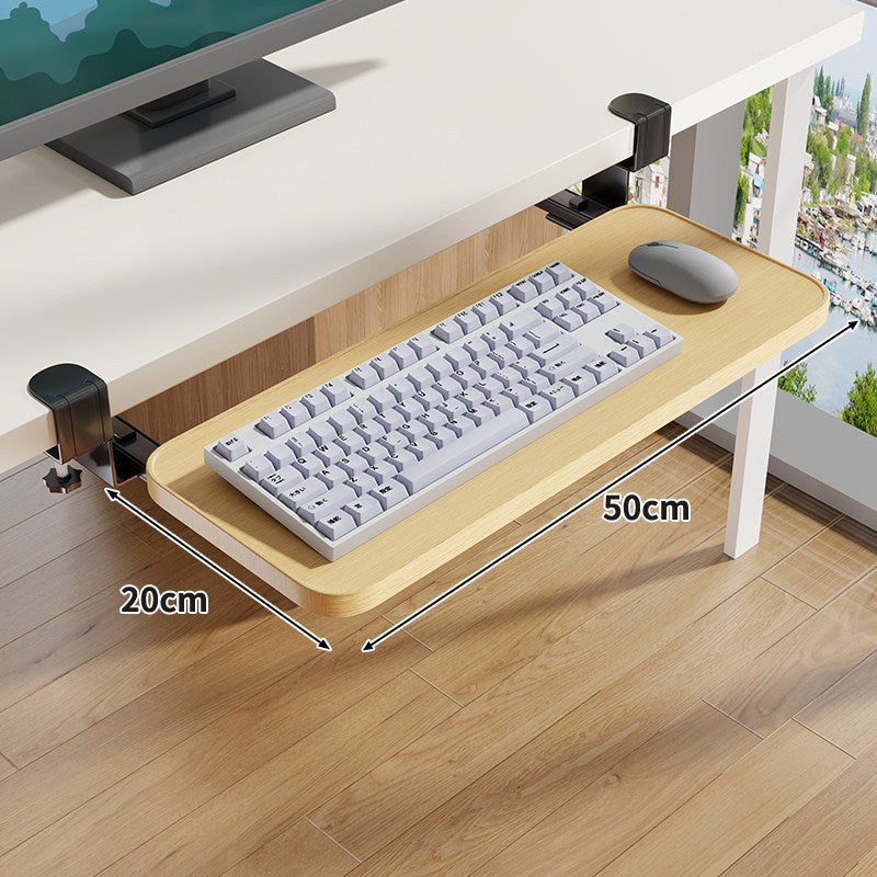 Clamp-Mounted Sliding Ergonomic Woodgrain Keyboard & Mouse Platform