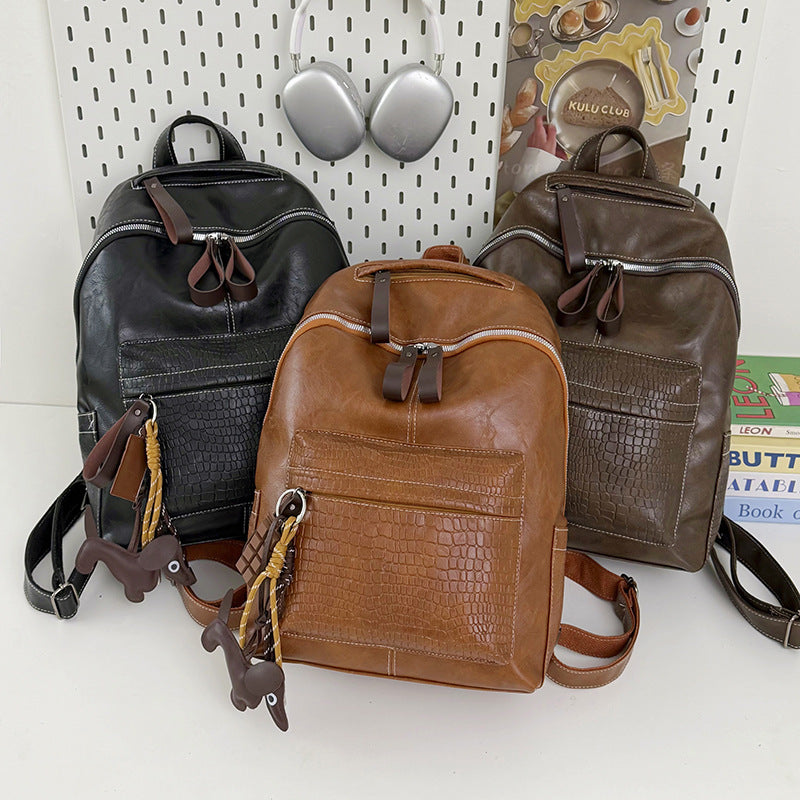 Stylish Crocodile-Patterned Leather Backpack Kalsten