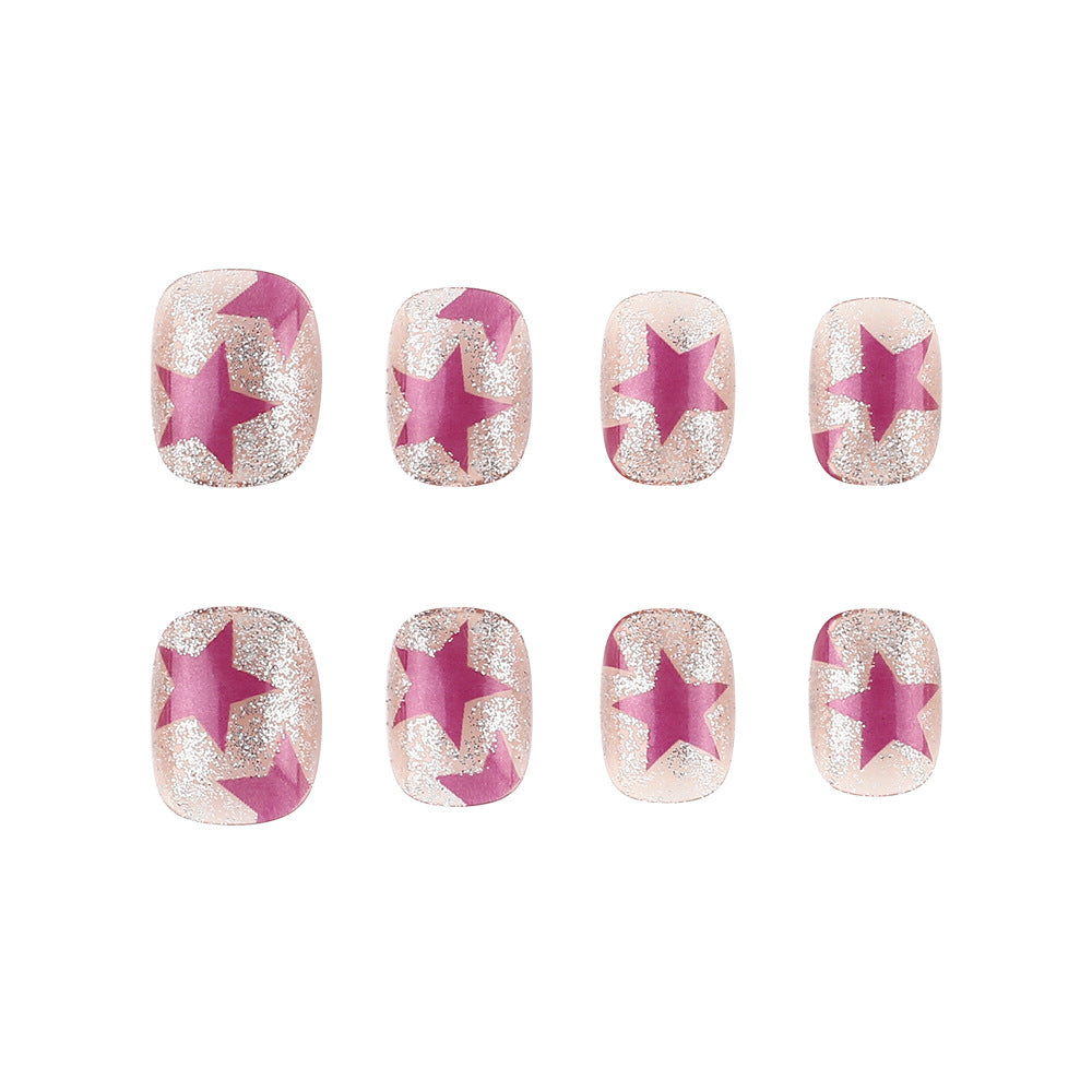 Artistic Press-On Nails with Star and Glitter Design Kalsten