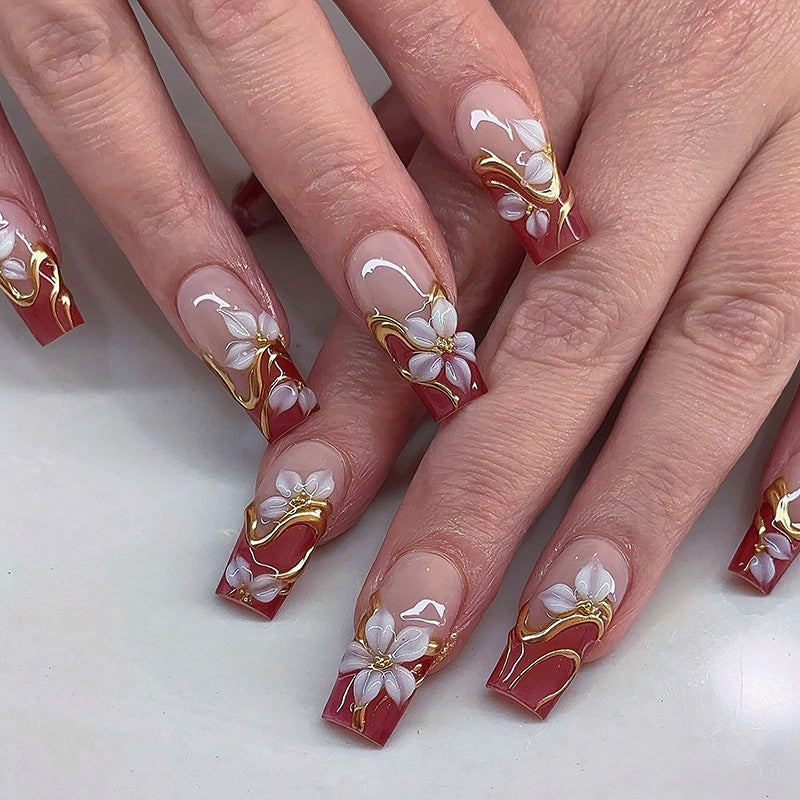 Floral Decorative Press-On Nail Art Set