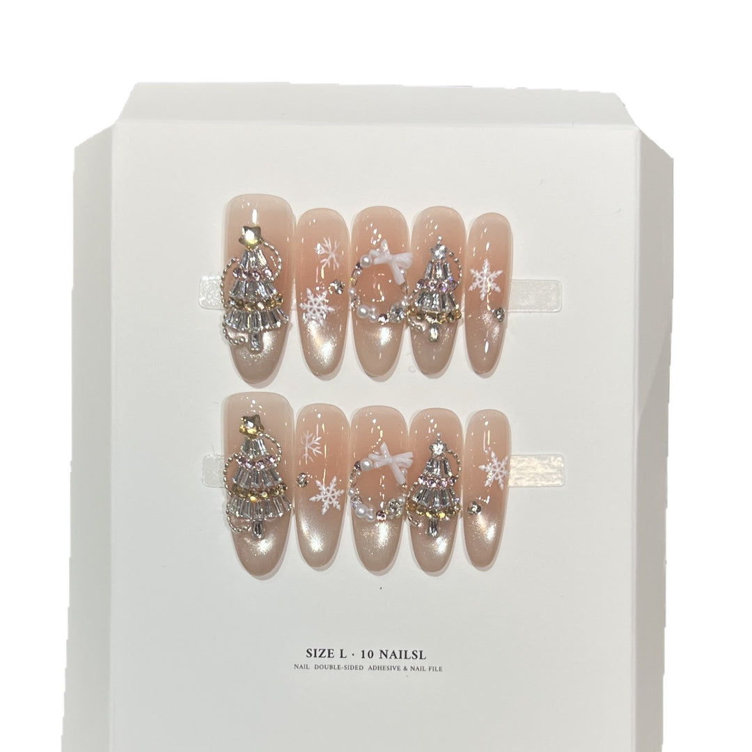 Glittery Press-On Nail Art Set with Snowflake Design Kalsten