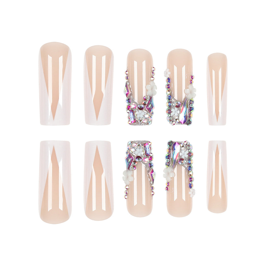 Luxury Stiletto Press-On Nails with Floral Embellishments Kalsten