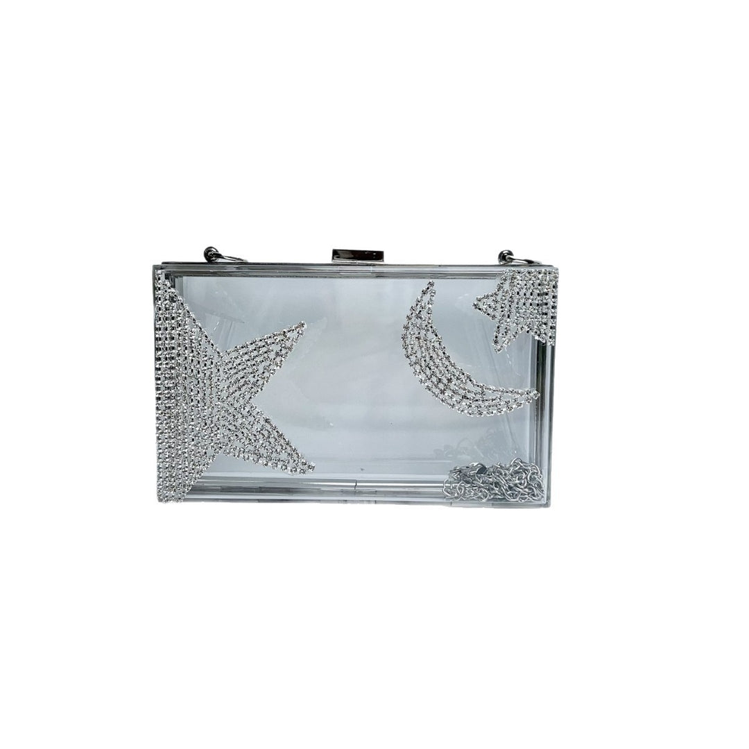 Glamorous Clear Rhinestone-Detail Clutch