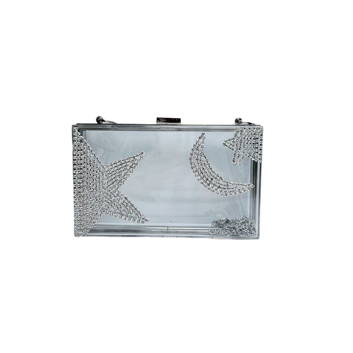 Glamorous Clear Rhinestone-Detail Clutch