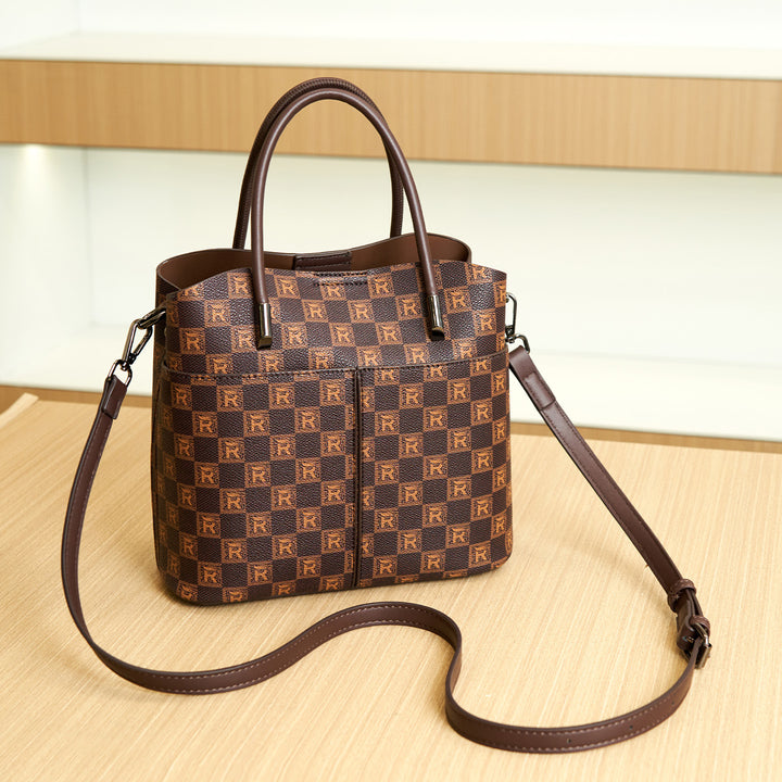 Designer Checkered Tote Handbag