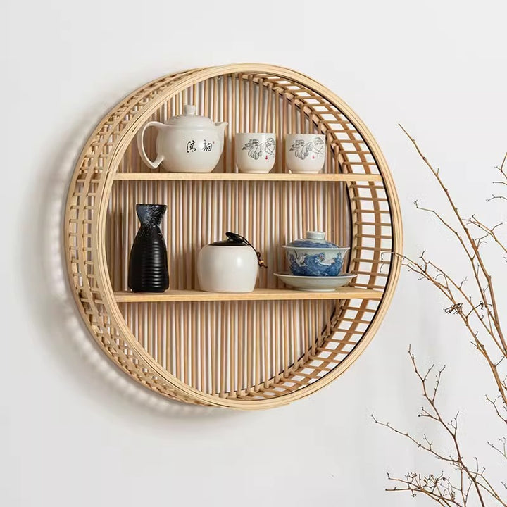 Wall shelf made of natural rattan Kalsten