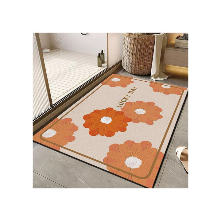 Cheerful Floral Message Bath Mat Kalsten