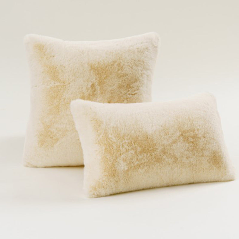 Plush Faux Fur Square and Lumbar Decorative Pillow Set with Soft Microfiber Backing