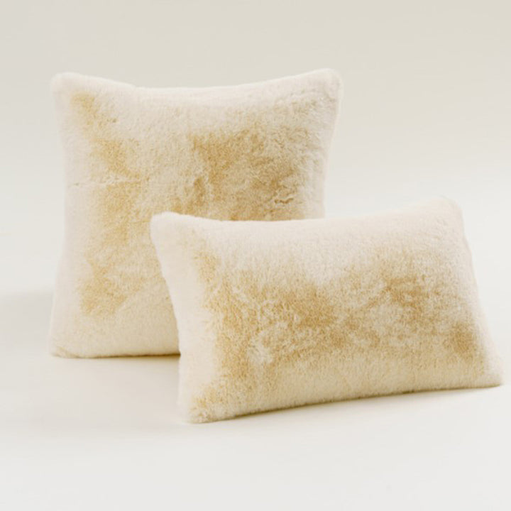 Plush Faux Fur Square and Lumbar Decorative Pillow Set with Soft Microfiber Backing