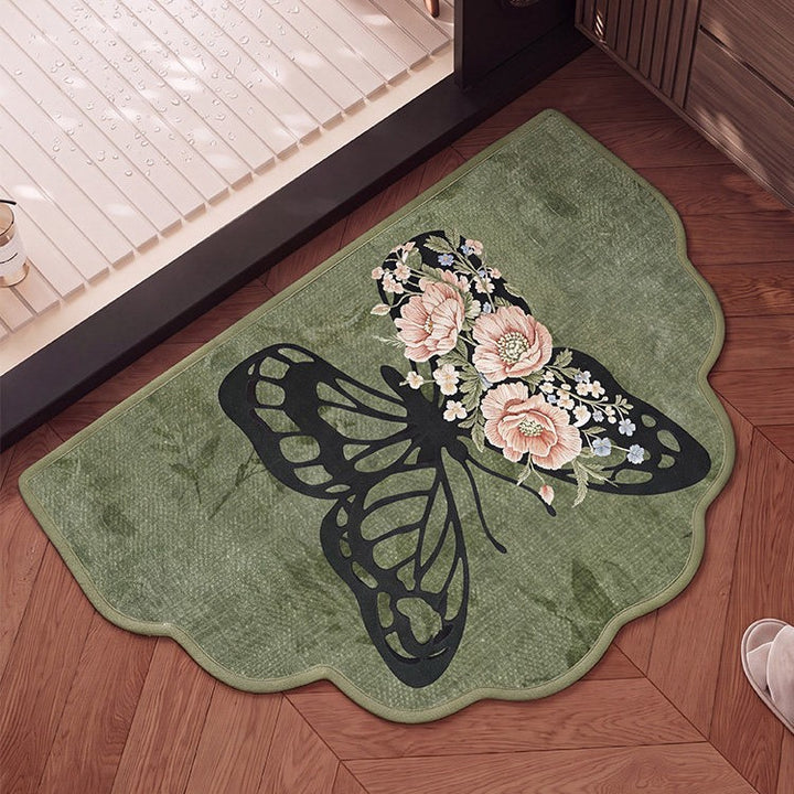 Floral Embroidered Bathroom Mat for Home
