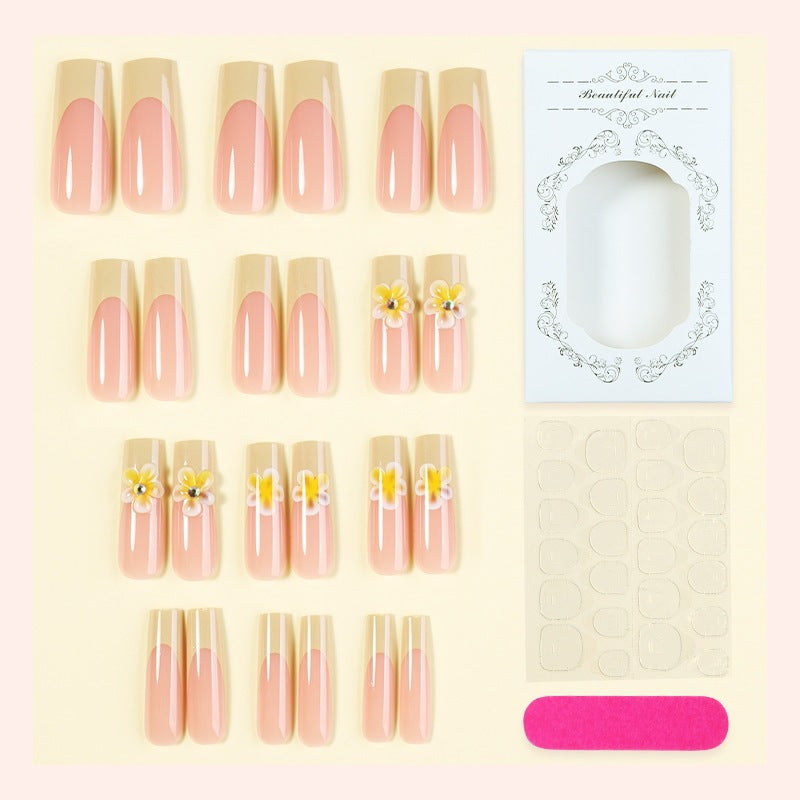 Acrylic nail set with elegant flower designs Kalsten