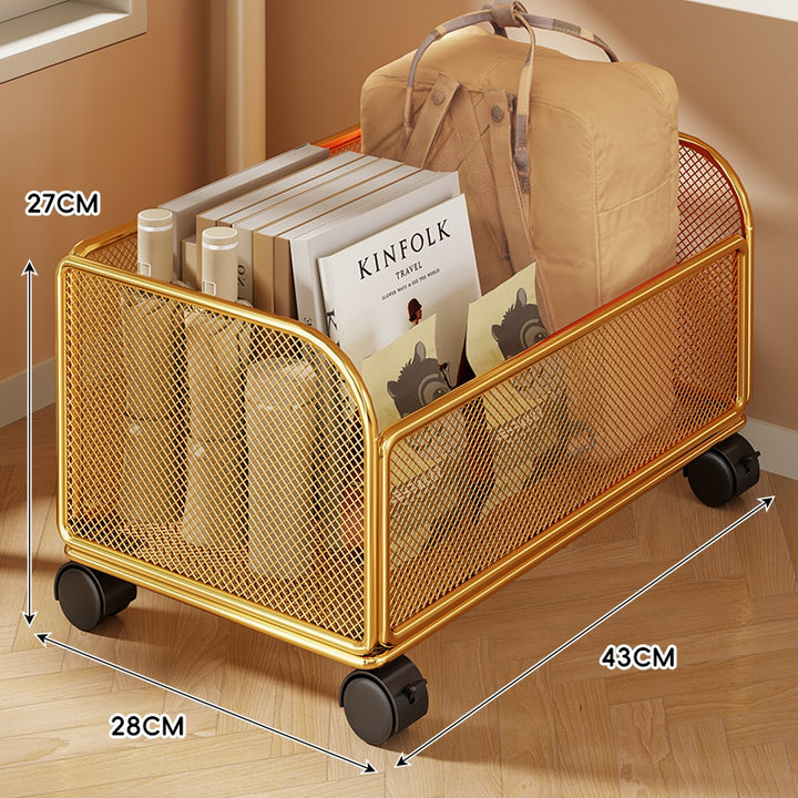 Rolling Mesh Storage Basket with Locking Casters