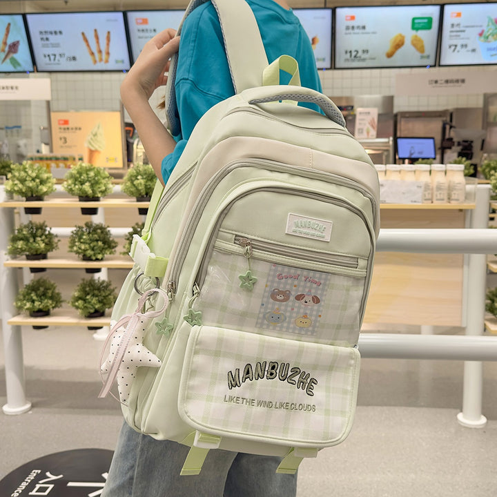 Trendy Spacious Backpack with Transparent Pocket Kalsten