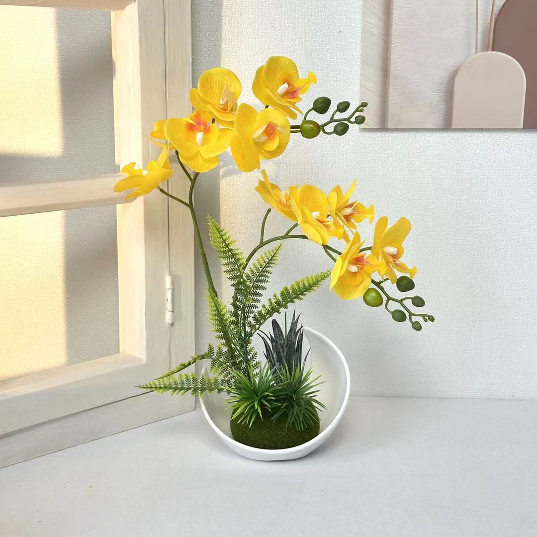 Lifelike Orchid Plant Arrangement for Indoor Display