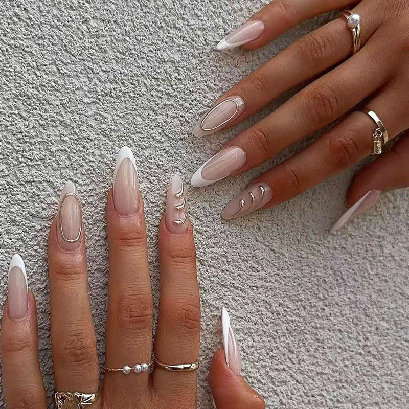 Acrylic nail set with elegant lace design and creative accents Kalsten