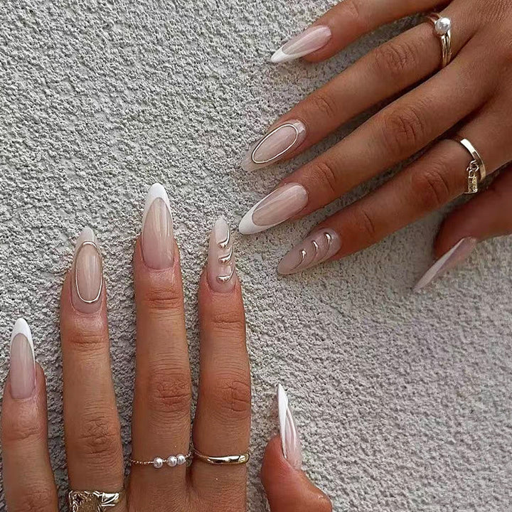 Acrylic nail set with elegant lace design and creative accents Kalsten