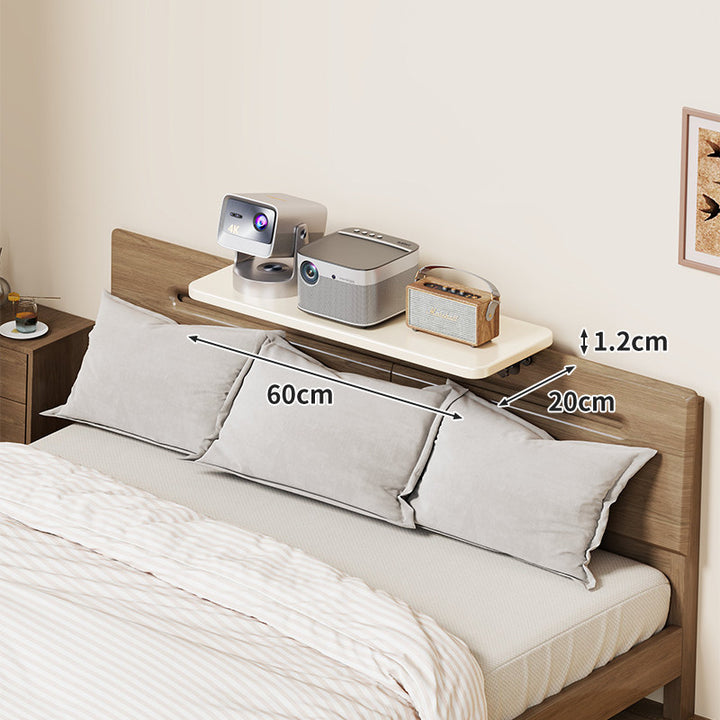 Headboard-Mounted Floating Bedside Shelf for Projectors and Devices