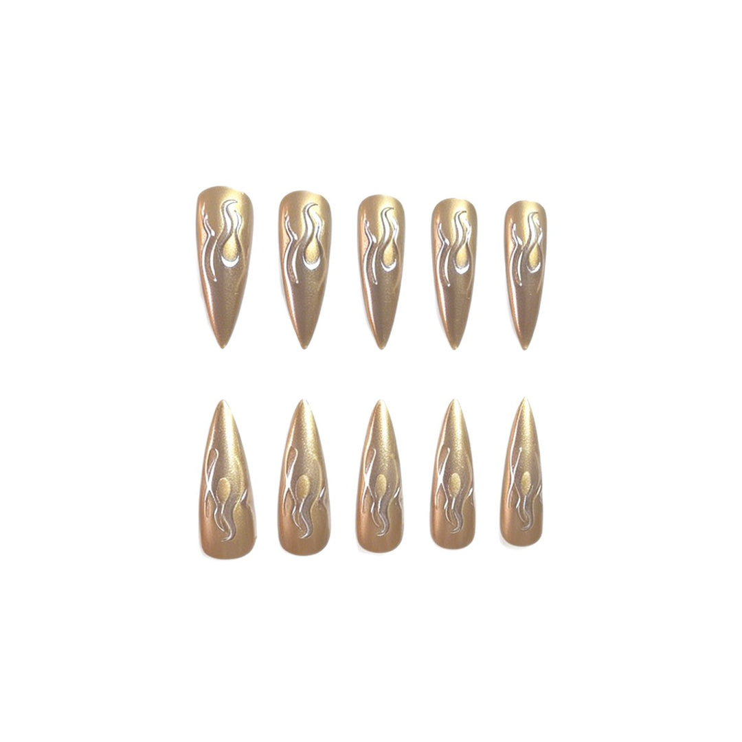 Sculpted Metallic Acrylic Nail Art Extensions Kalsten