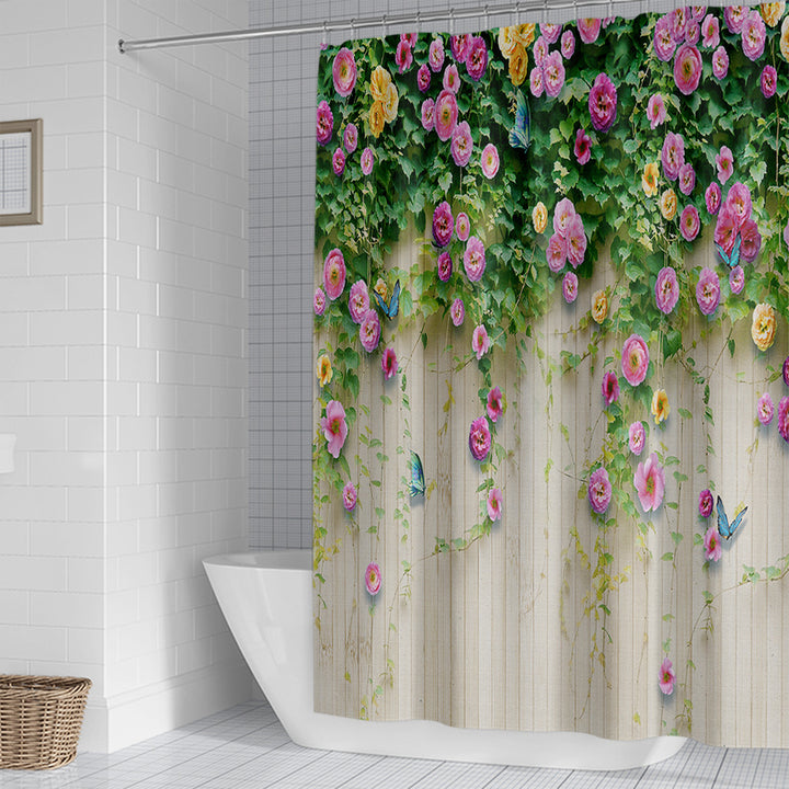 Rustic Garden-Themed Shower Curtain Kalsten