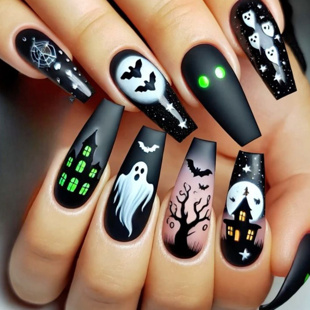 Spooky Gothic-Themed Nail Art Extensions Kalsten