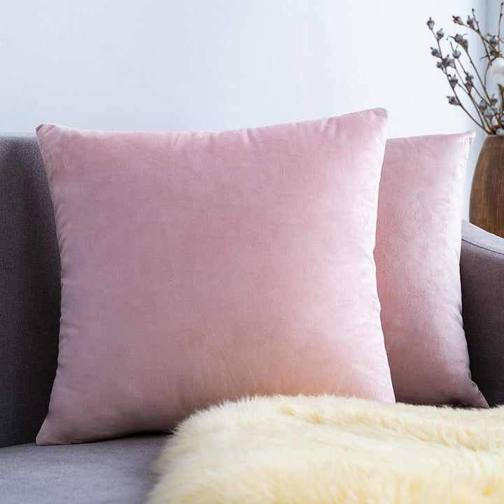 Ultra-Soft Velvet Square Decorative Pillow Cover with Minky Back and Invisible Zipper
