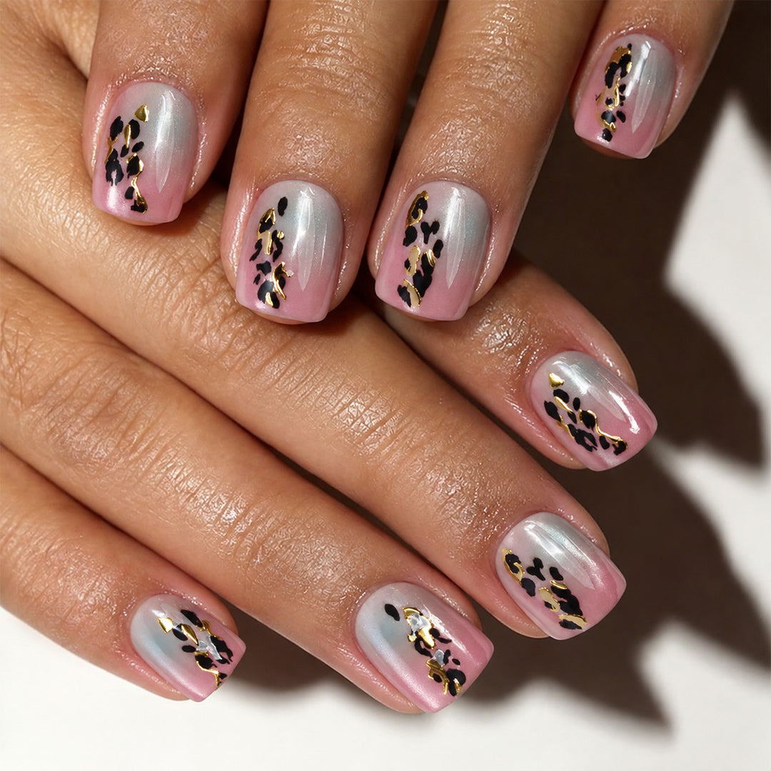 Artistic Press-On Nail Set with Floral Accents Kalsten