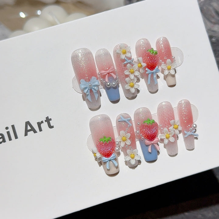 Charming 3D Floral Press-On Nail Art Set