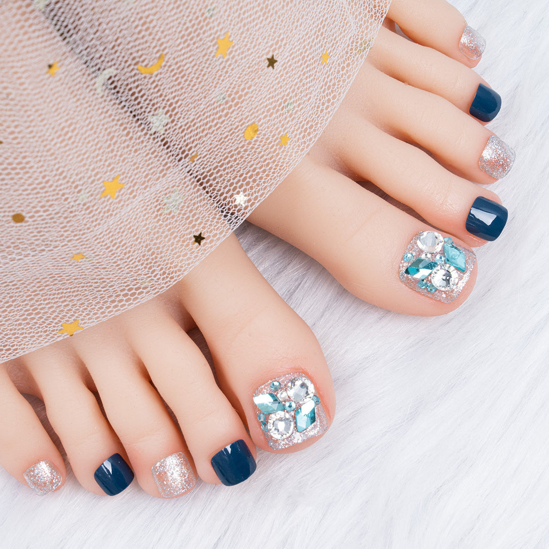 Artistic Gemstone Pedicure Nail Art