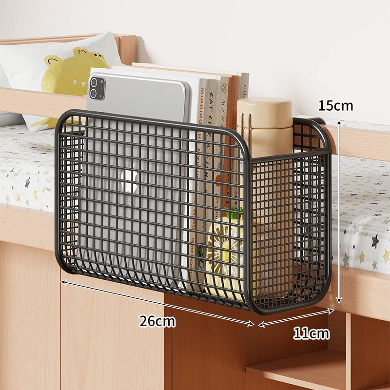 Over-Bed Three-Compartment Metal Mesh Hanging Bedside Organizer Caddy