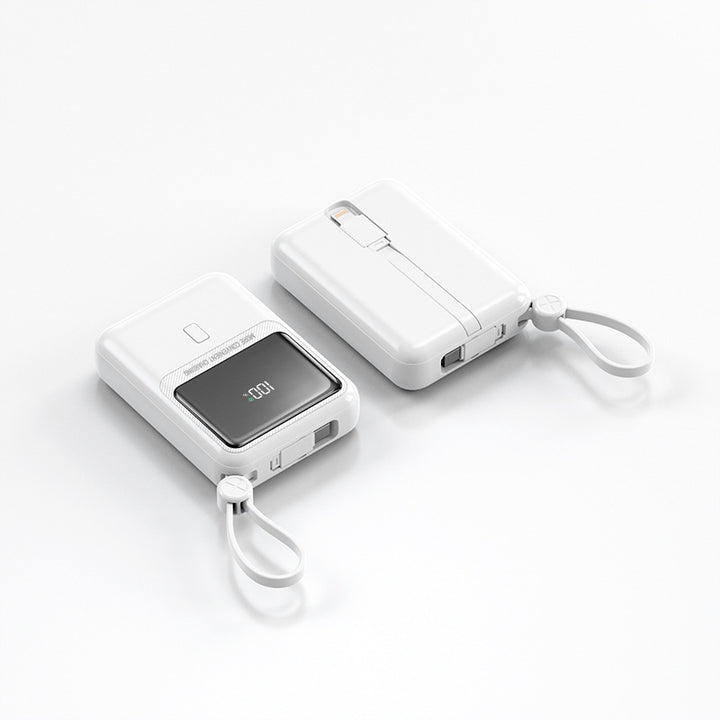 Compact power bank with integrated charging cable and digital display Kalsten