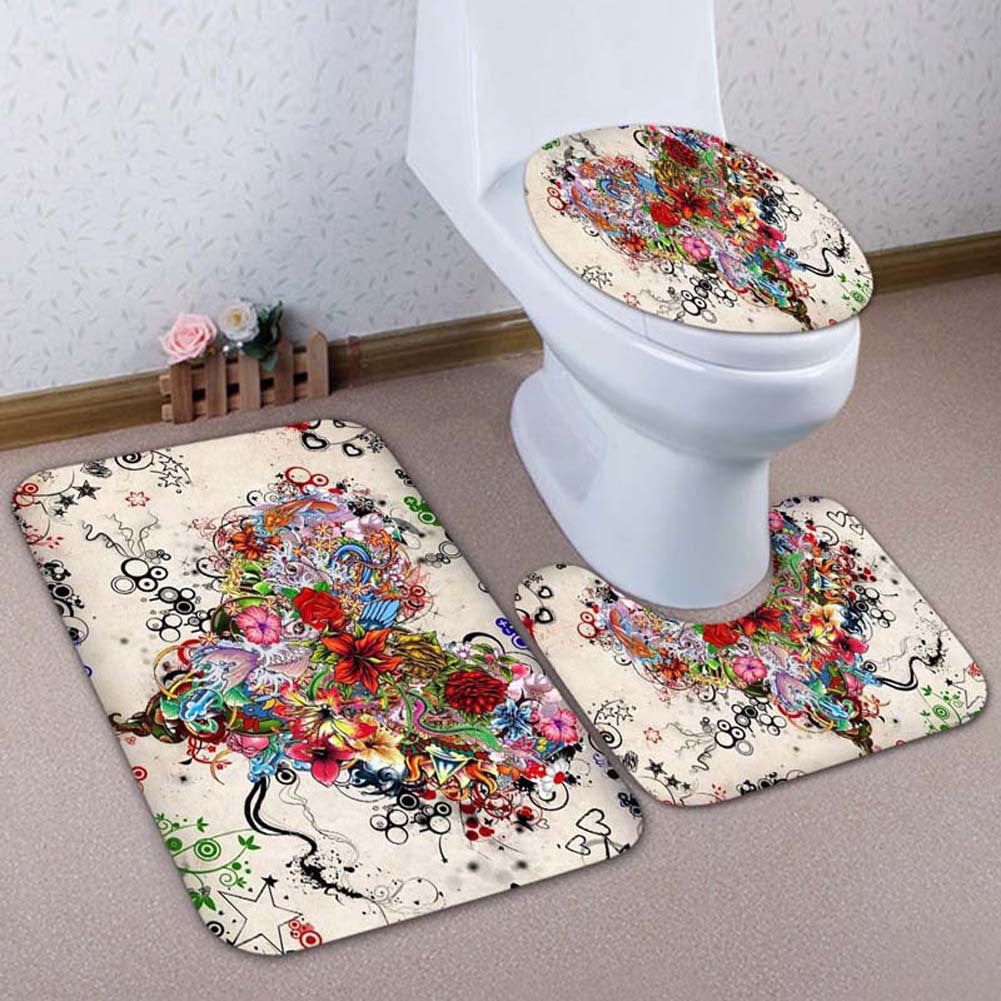 Artistic Lion-Themed Bathroom Mat Set