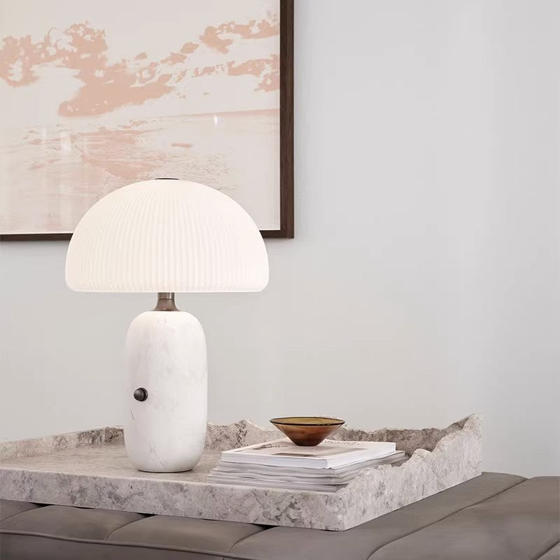 Modern Sculpted Table Lamp with Pleated Shade