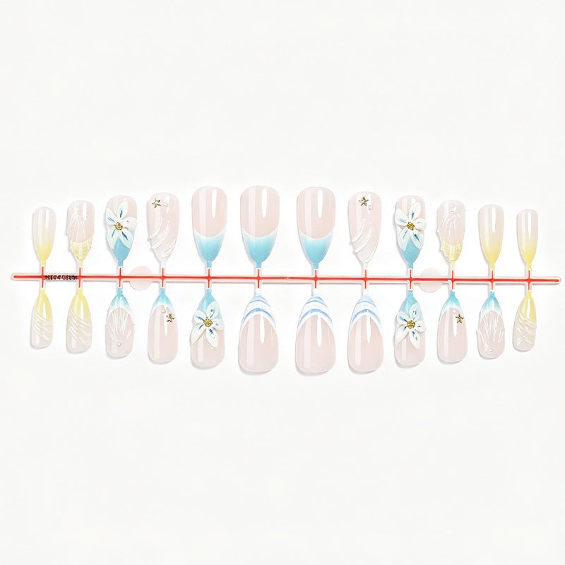 Art nail set with elegant flower design and stylish color gradients Kalsten