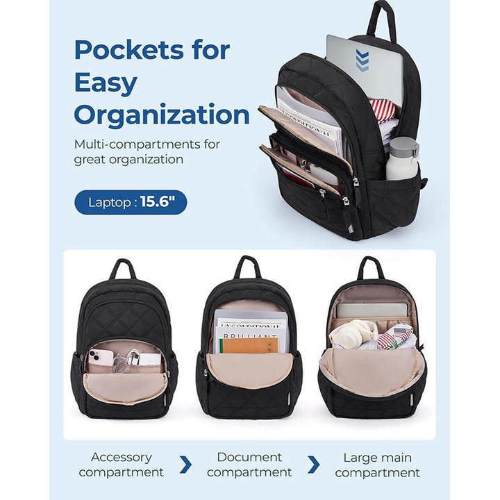Quilted Backpack with Multiple Compartments Kalsten