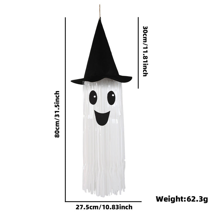 Hanging Ghost Decoration with Witch Hat and Long Fringes