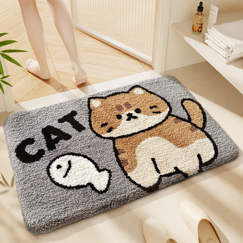 Cute Cat-Themed Plush Bath Mat Kalsten