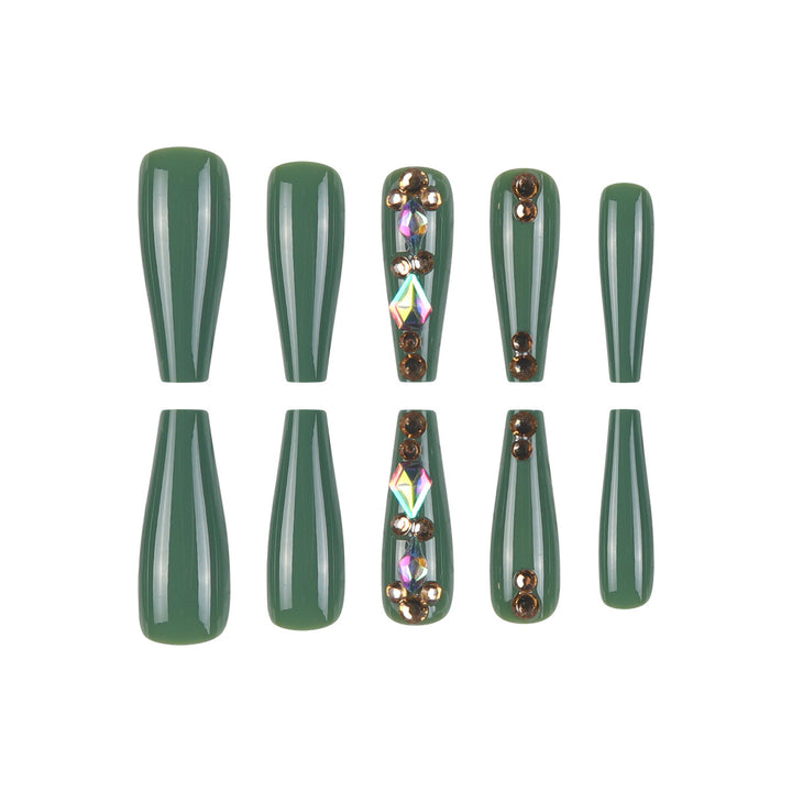 Decorative Long Stiletto Press-On Nails with Gem Accents Kalsten