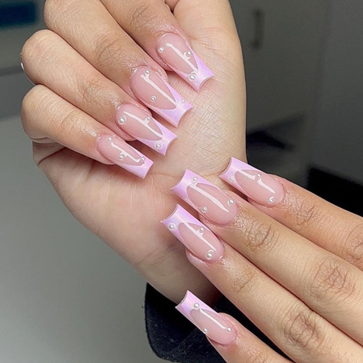 Elegant 3D Pearl Accented Nail Art Extensions Kalsten