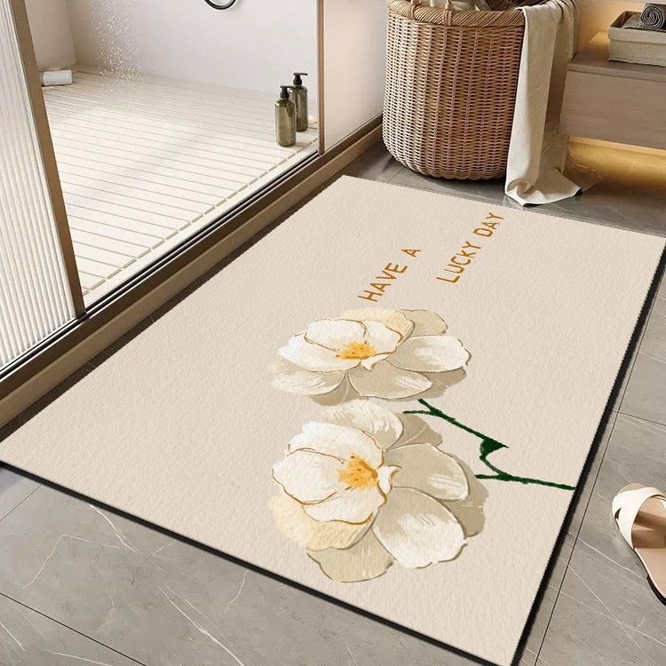 Cheerful Floral Message Bath Mat Kalsten