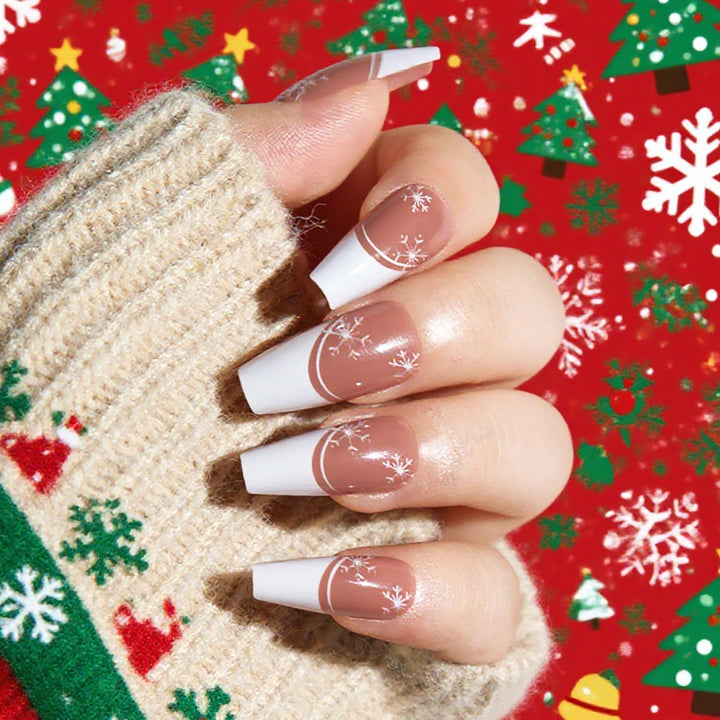 Artistic Snowflake Design Long Stiletto Press-On Nails Kalsten