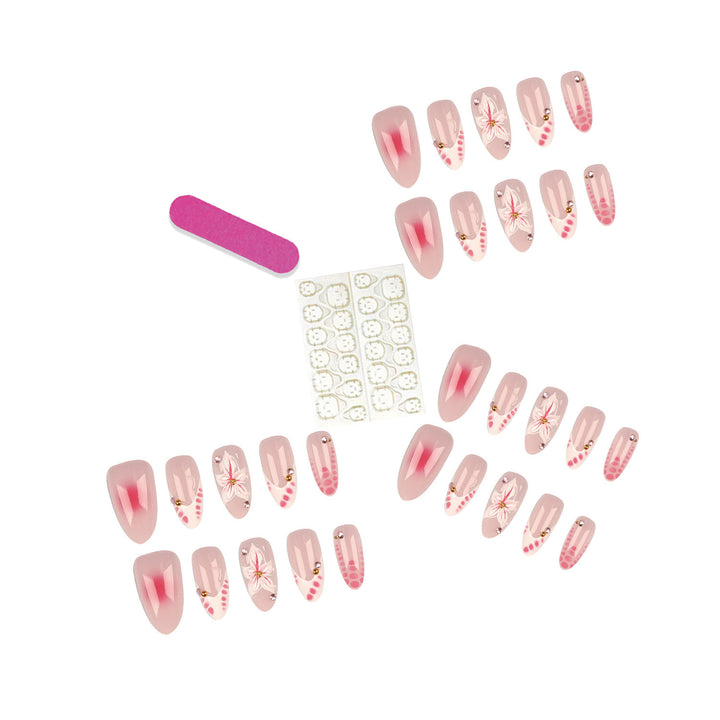 Floral Embellished Press-On Nail Art