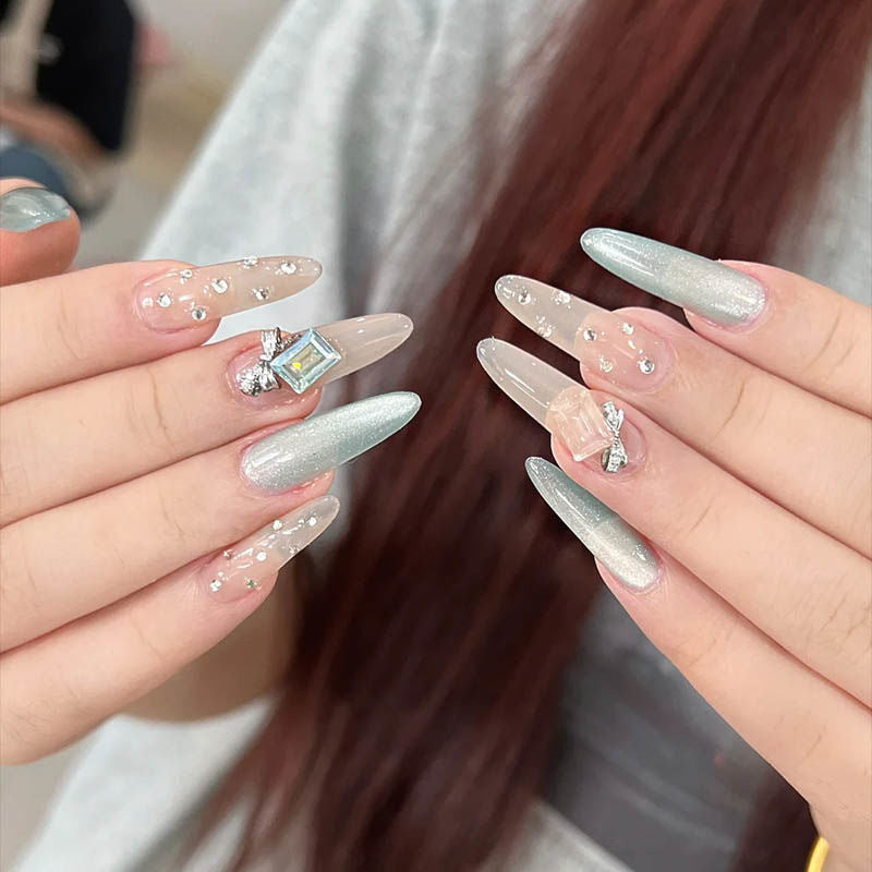 Glittering Acrylic Nail Extensions
