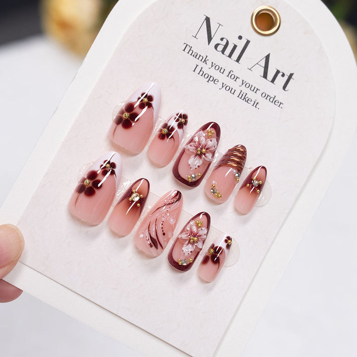 Floral Design Acrylic Nail Art