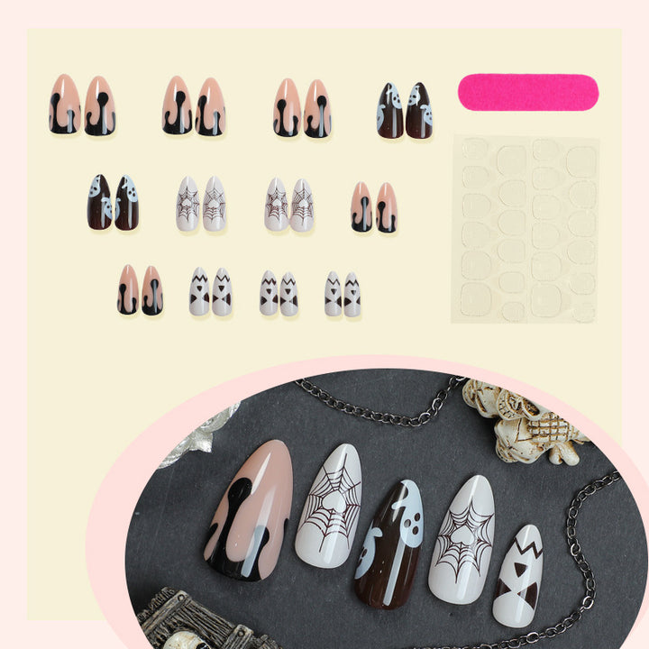 Themed Press-On Nail Art Set with Creative Halloween Designs Kalsten