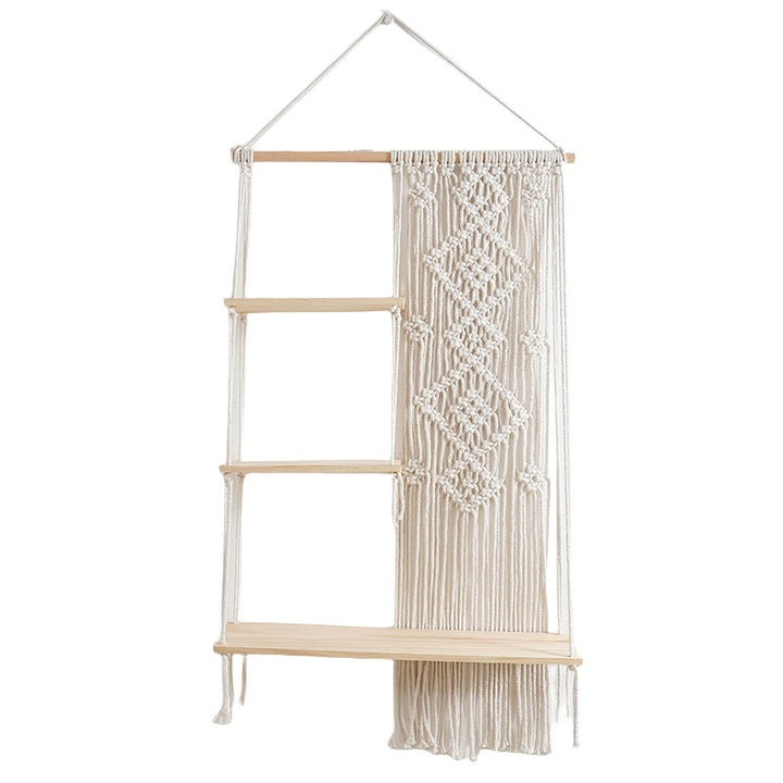 Macramé Wall Shelf Organizer with Artistic Design Kalsten